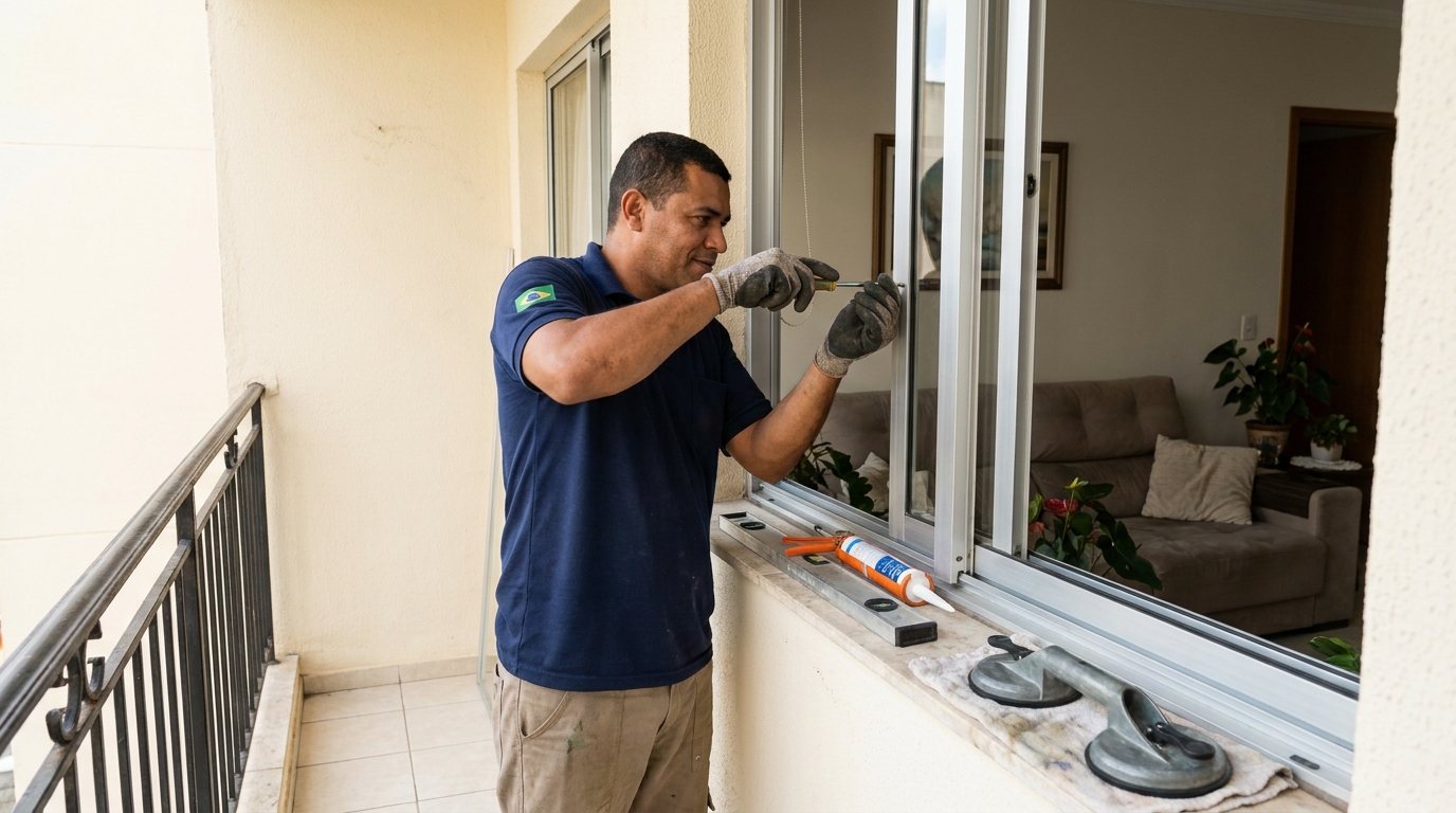 Janela com sala ao fundo em Goiânia-GO